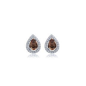 Pear Zircon Zultanite Silver Stud Earrings