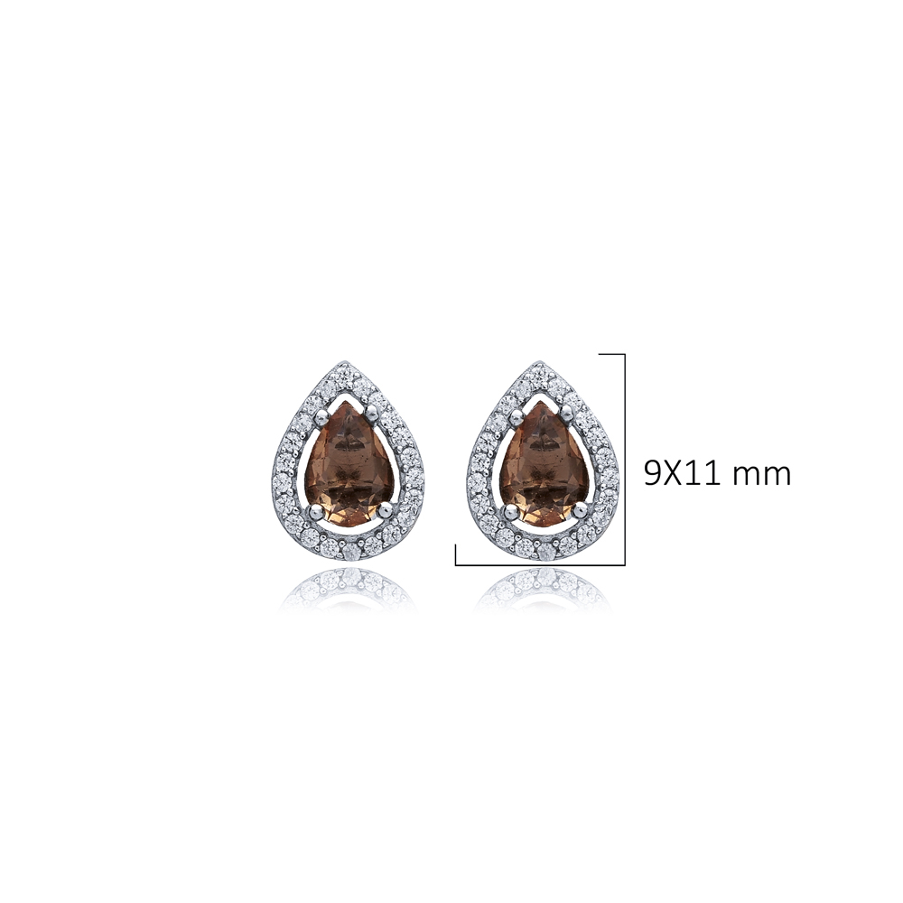 Pear Zircon Zultanite Silver Stud Earrings