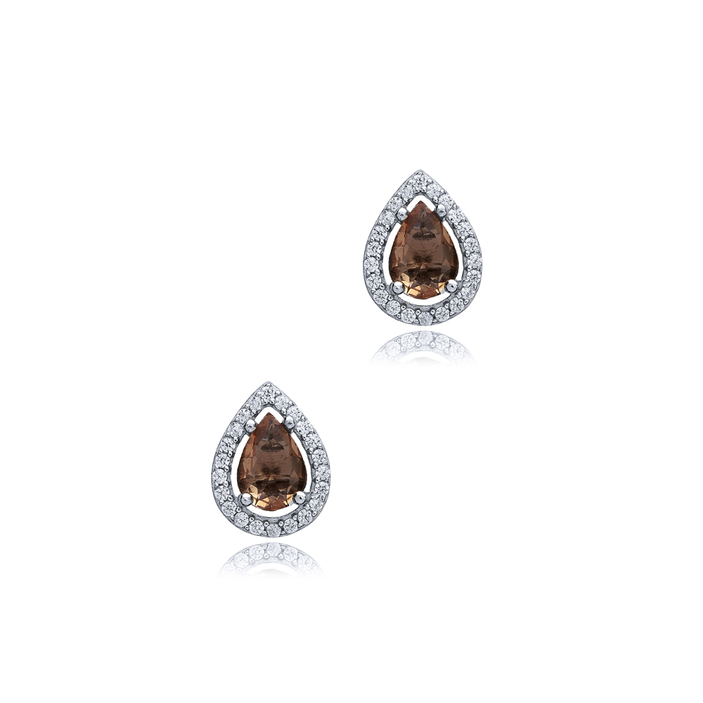 Pear Zircon Zultanite Silver Stud Earrings