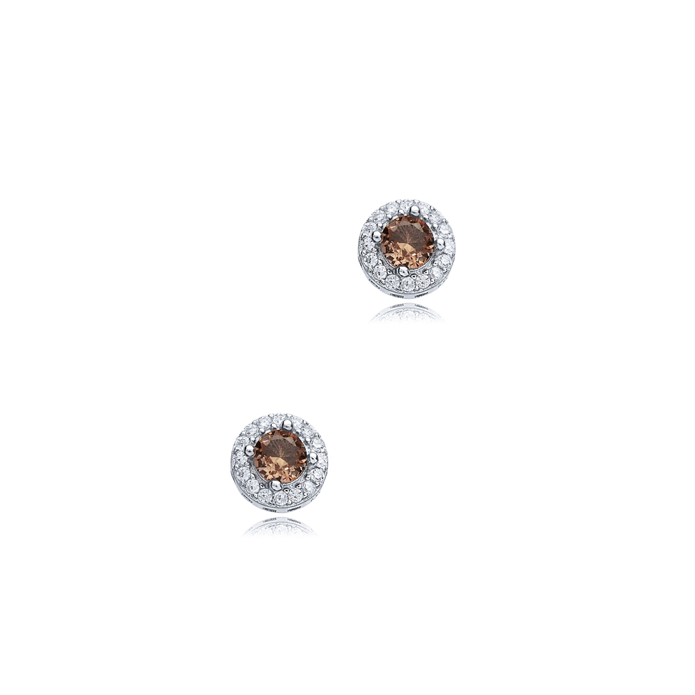 Round Zircon Zultanite Silver Stud Earrings