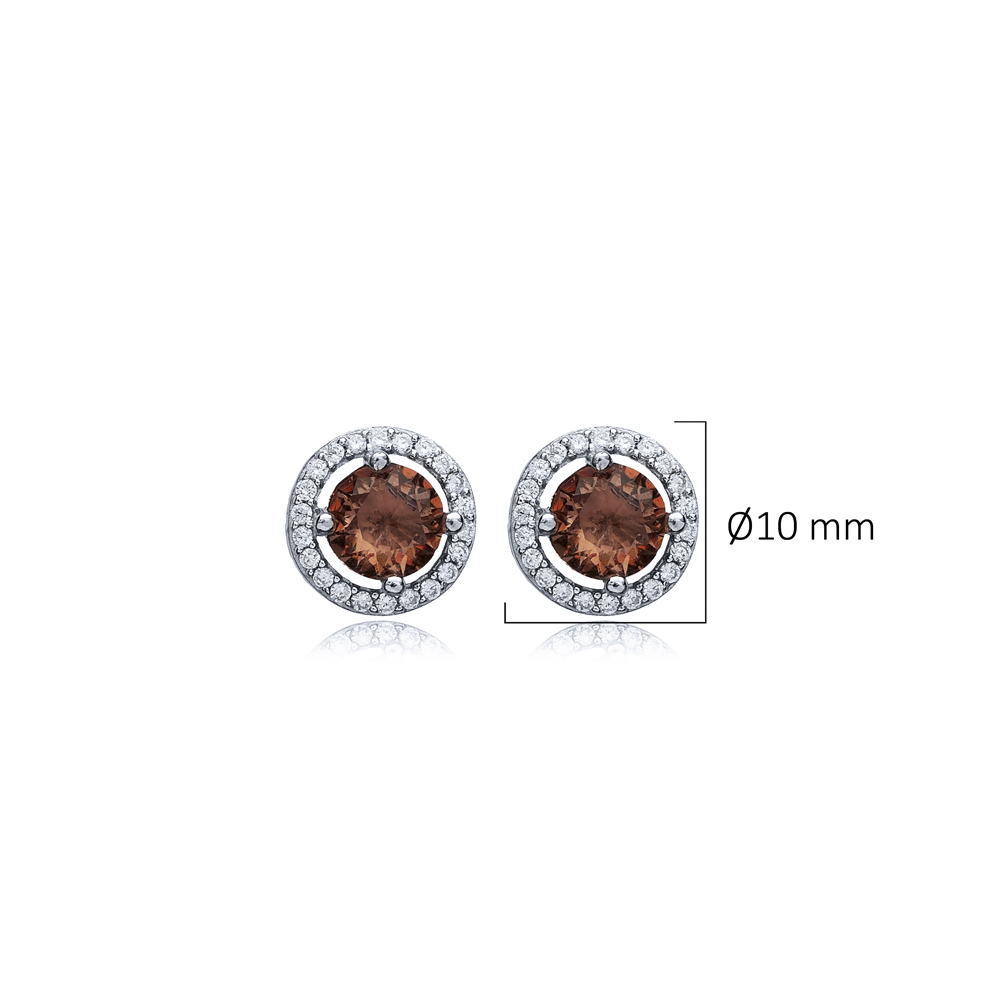 Round CZ Zultanite Silver Stud Earrings