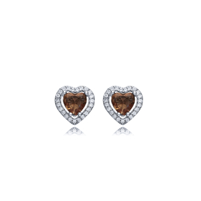 Heart CZ Zultanite Silver Stud Earrings