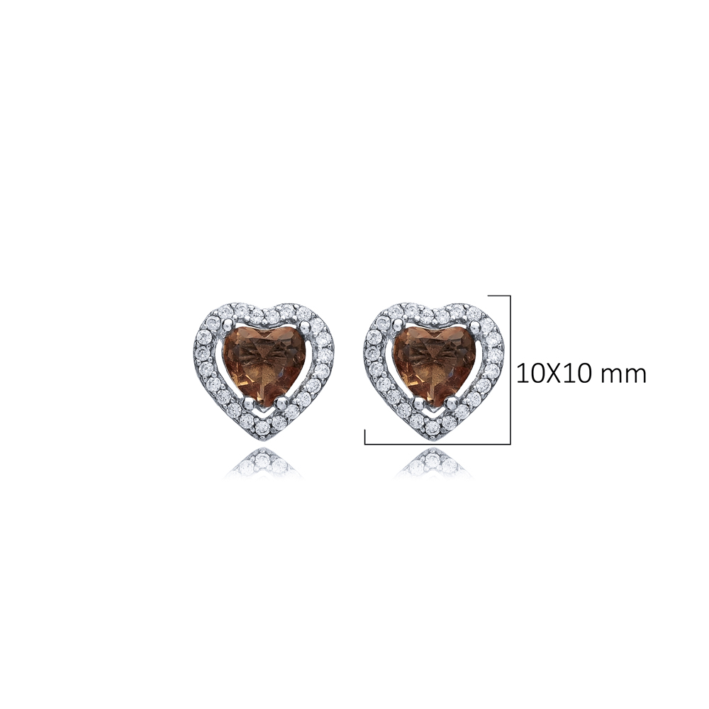 Heart CZ Zultanite Silver Stud Earrings