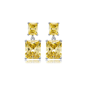Citrine Rectangle Cluster Earrings