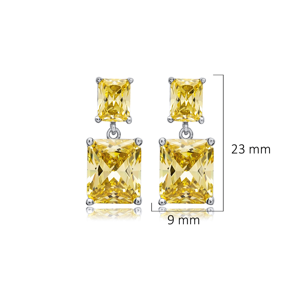 Citrine Rectangle Cluster Earrings