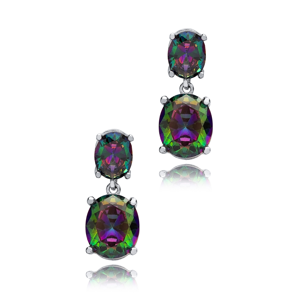 Mystic Topaz Oval Cluster Earrings