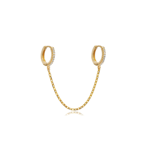 CZ Stone Chain Hoop Single Earring