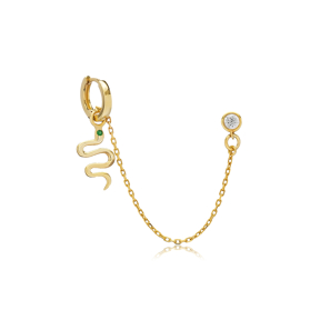 Snake Charm CZ Emerald Hoop Single Earring