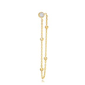 CZ Ball Chain Single Stud Earring