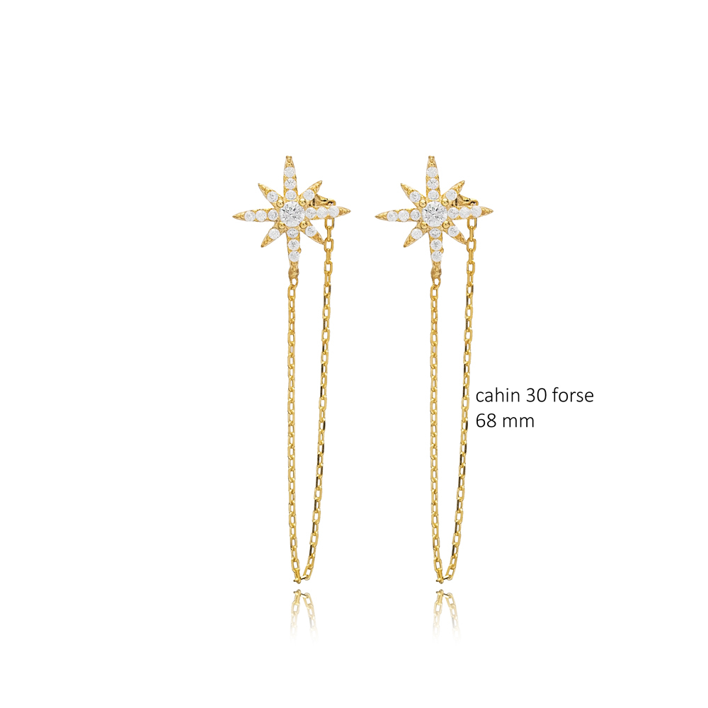 925 North Star CZ Stud Earring Jewelry