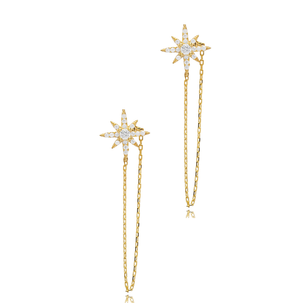 925 North Star CZ Stud Earring Jewelry