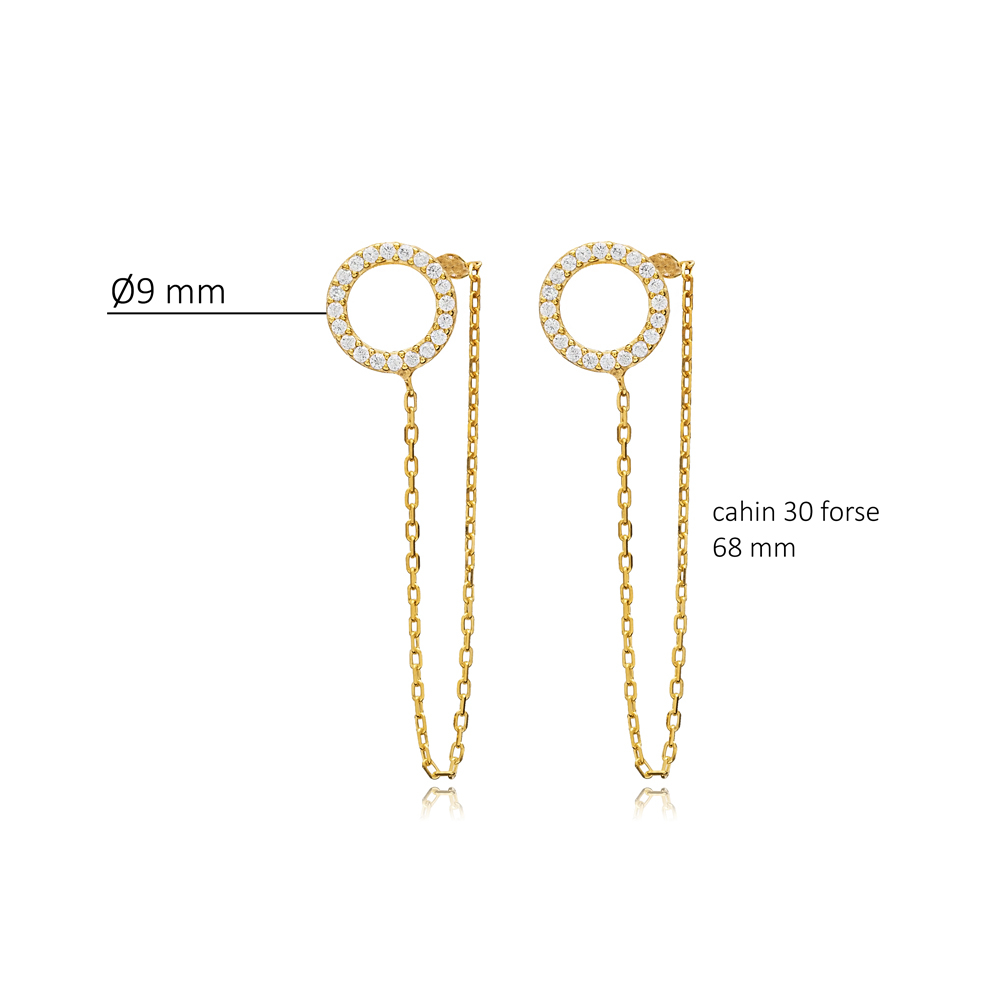 Hollow Design CZ Chain Stud Earring