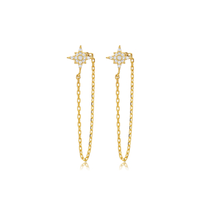 CZ North Star Stud Earring Silver Jewelry