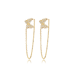 Butterfly CZ Stone Stud Silver Earring