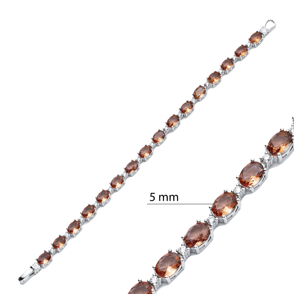 Oval Zultanite Zircon Silver Tenis Bracelet