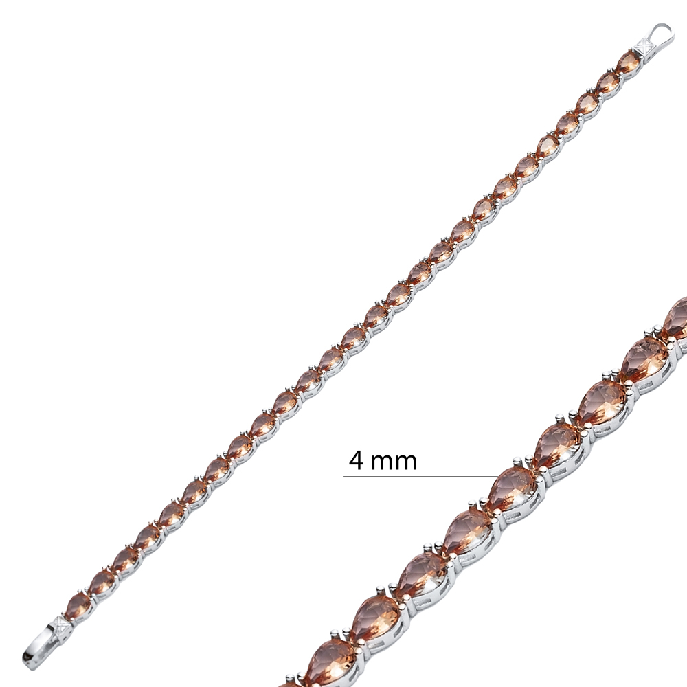 4mm Pear Zultanite Silver Tennis Bracelet