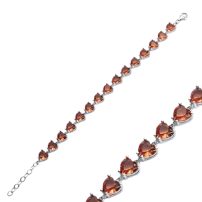 Heart Zultanite Stone Silver Tennis Bracelet