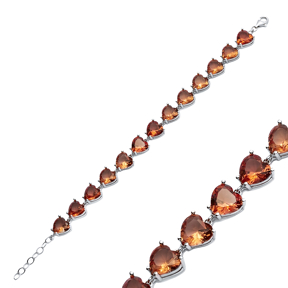 10 mm Heart Zultanite Tennis Bracelet Silver