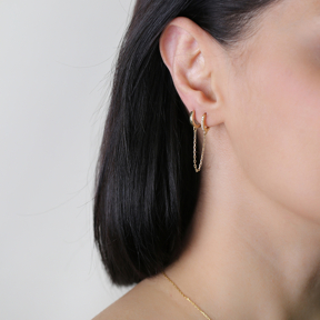 CZ Hoop Single Silver Earring Jewelry