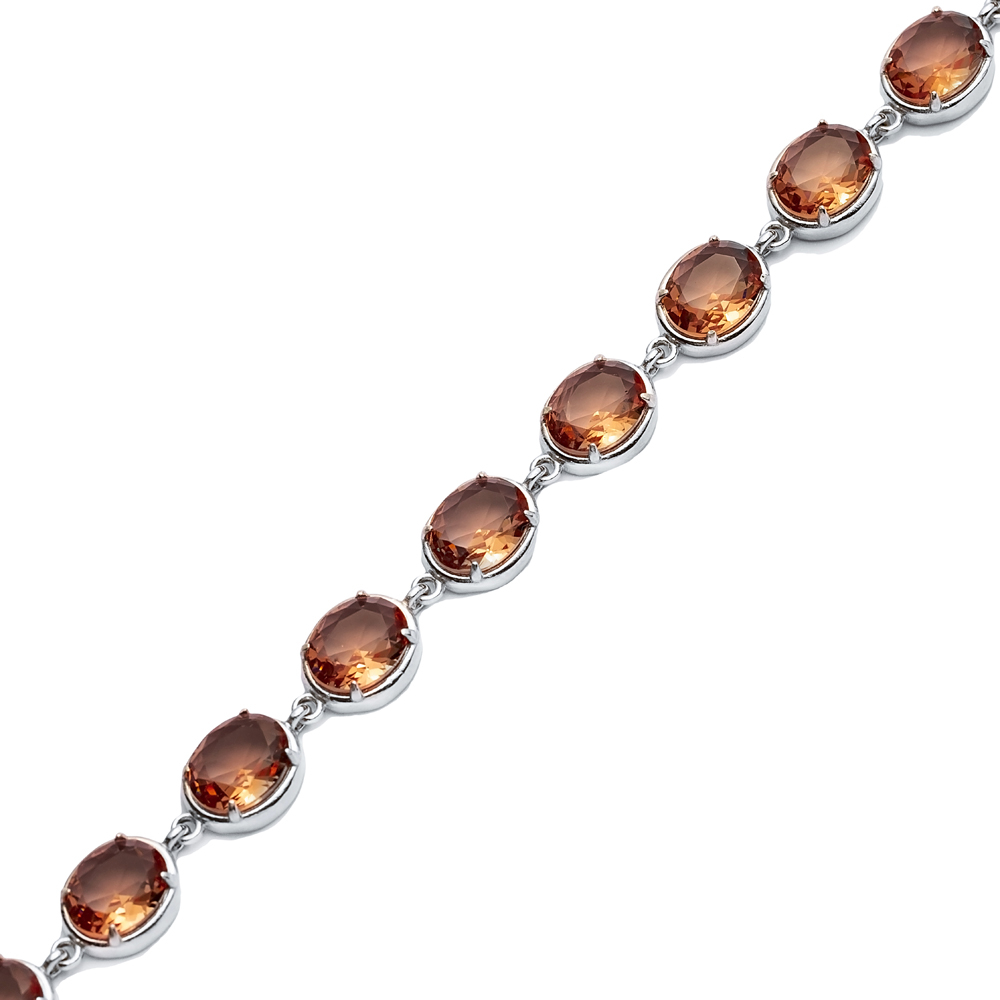 Oval Zultanite Silver Tennis Bracelet