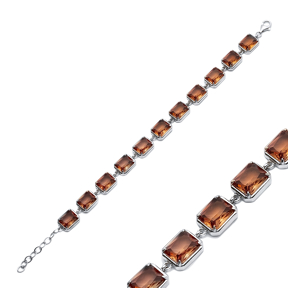 Recktangle Zultanite Tennis Bracelet Silver