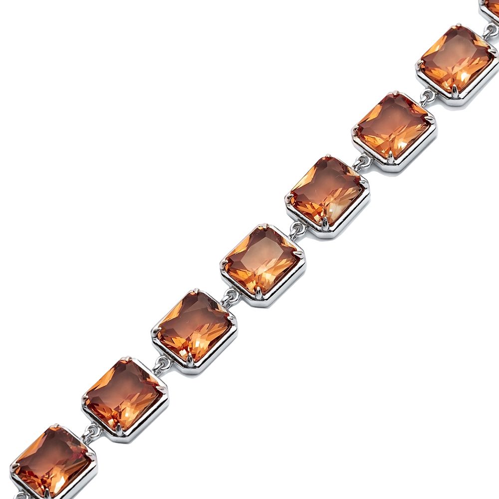 Square Zultanite Tennis Bracelet Silver