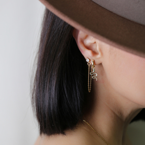 Snake CZ Emerald Hoop Single Earring