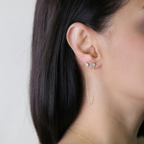 CZ Single Earring Stud Silver Jewelry