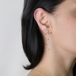 Ball Chain CZ Single Stud Earring