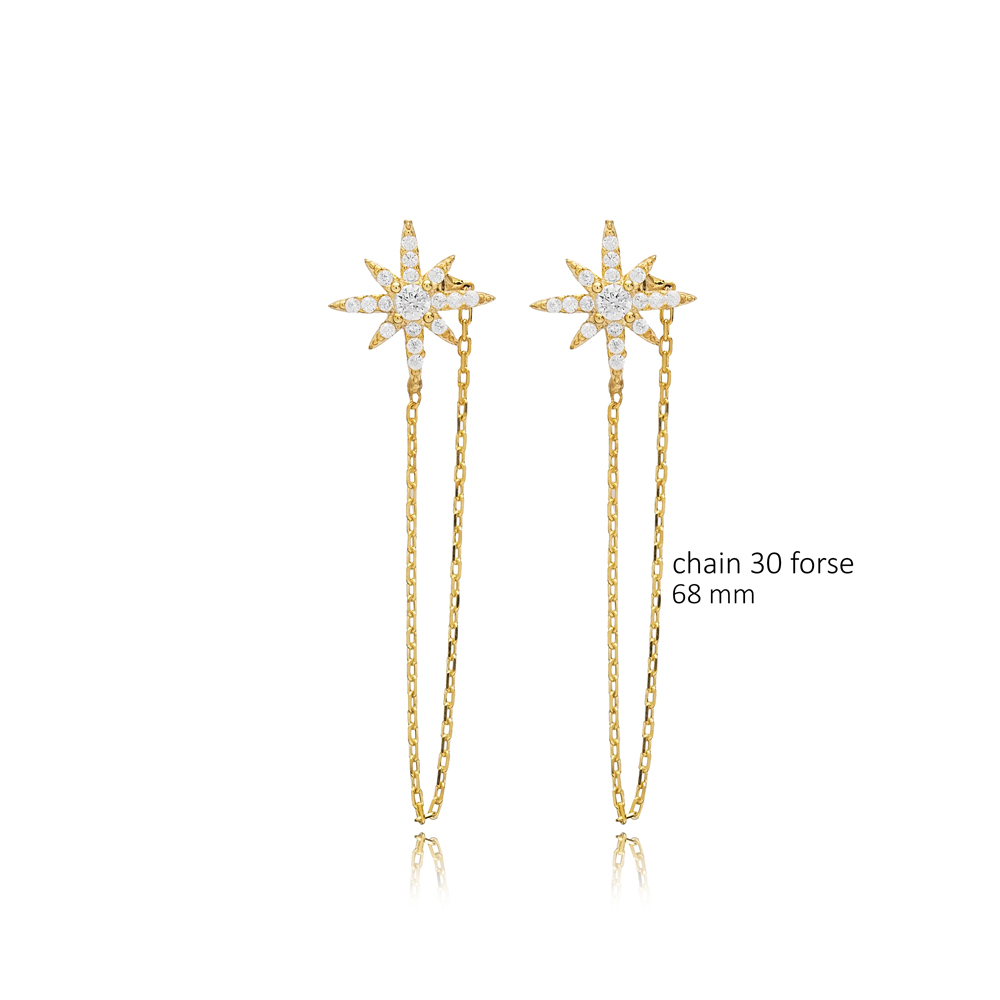 925 North Star CZ Stud Earring Jewelry