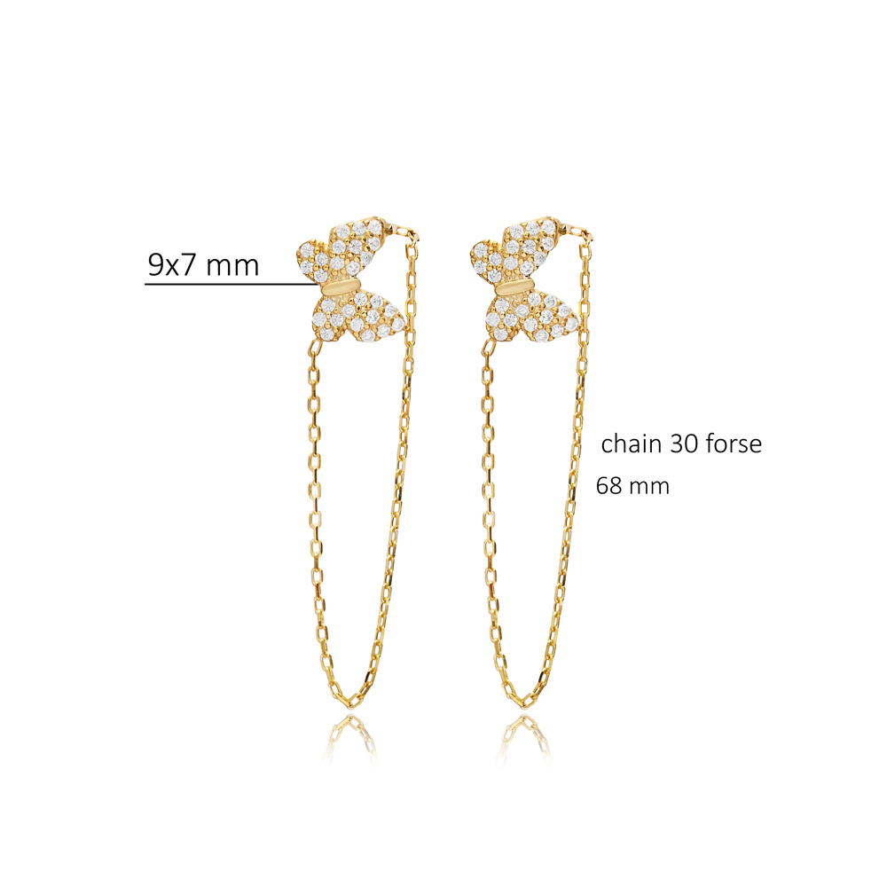 Butterfly CZ Stone Stud Silver Earring