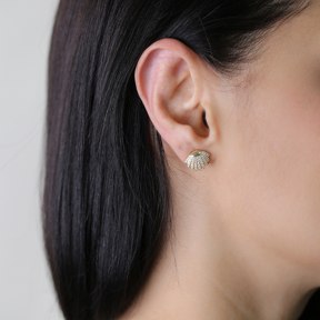 Seashell CZ Silver Stud Earring