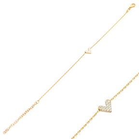 Double Sided Enamel CZ Heart Bracelet