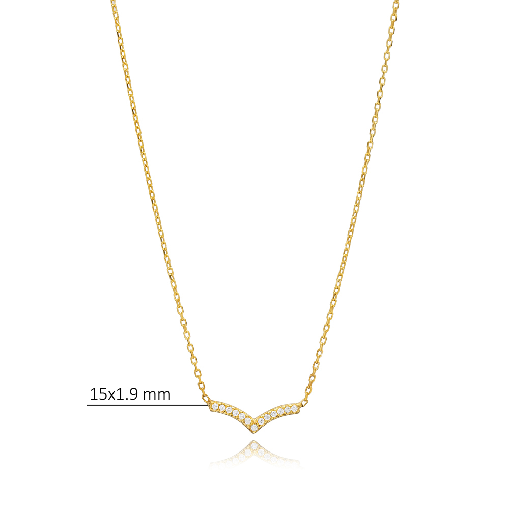 Minimalist Style CZ Silver Charm Necklace