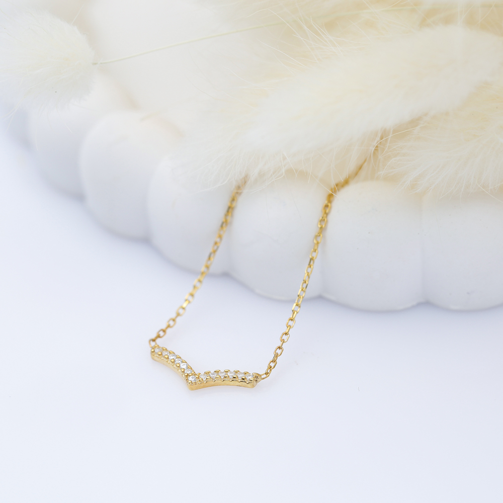 Minimalist Style CZ Silver Charm Necklace