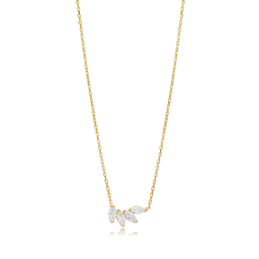 Marquise Style CZ Silver Charm Necklace