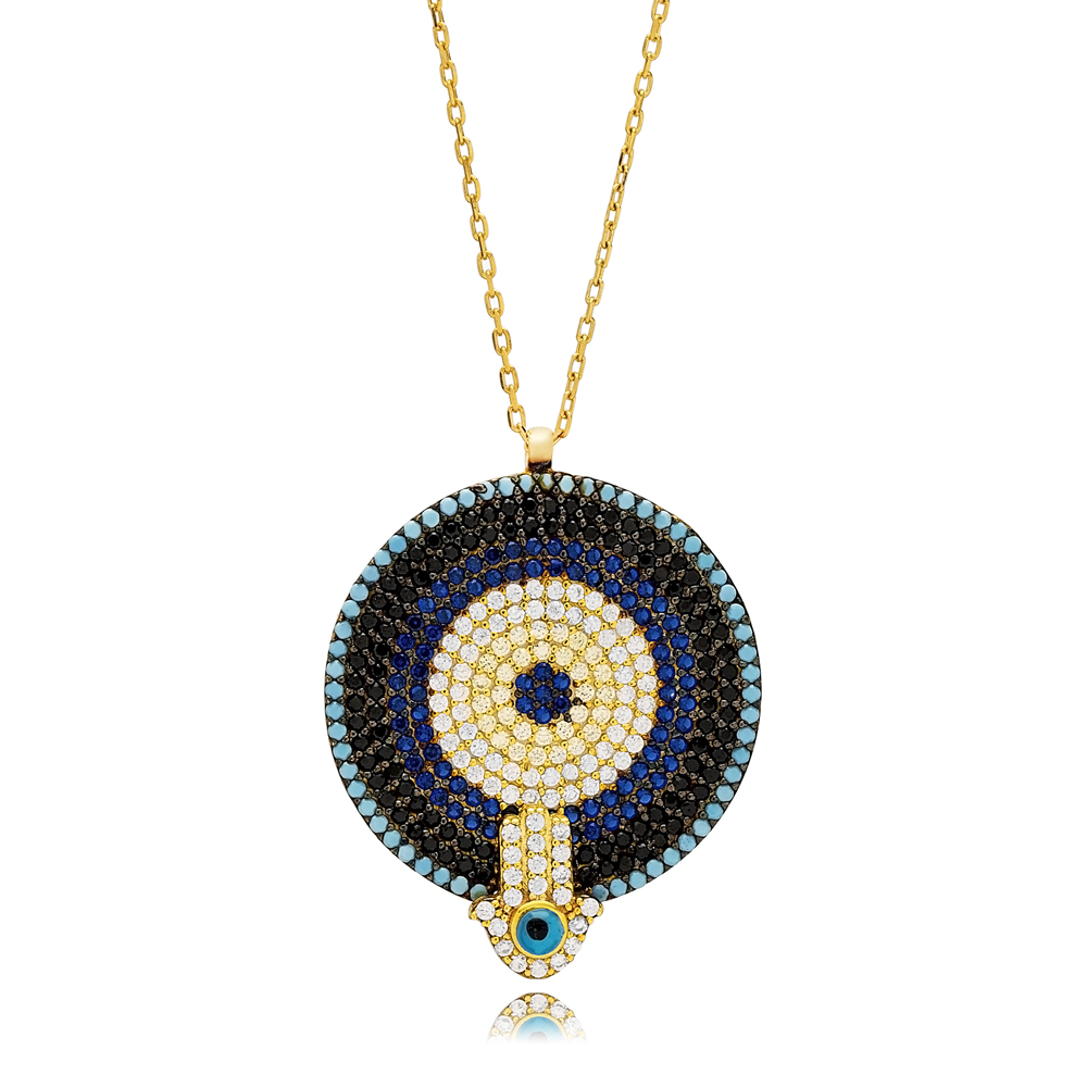 Evil Eye Hamsa Design 925 Silver Necklace