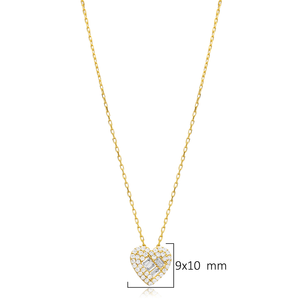 Heart Moving Rectangle Round CZ Necklace