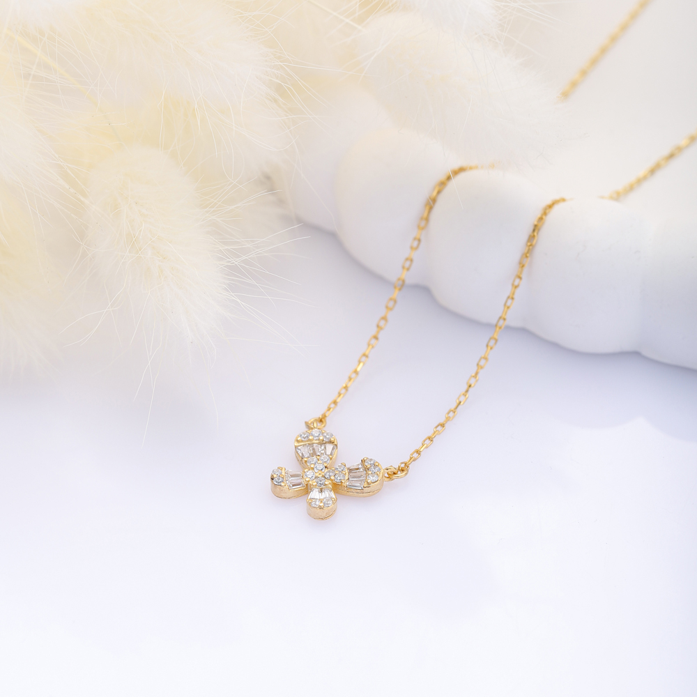 Butterfly Design CZ Stone Silver Necklace