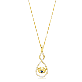 Round Evil Eye Turquoise Silver Necklace
