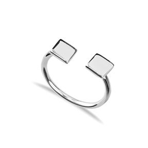Square Design Plain Silver Adjustable Ring