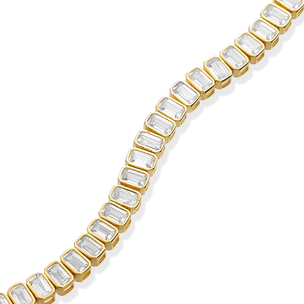 Octagon Design CZ Stone Tennis Bracelet