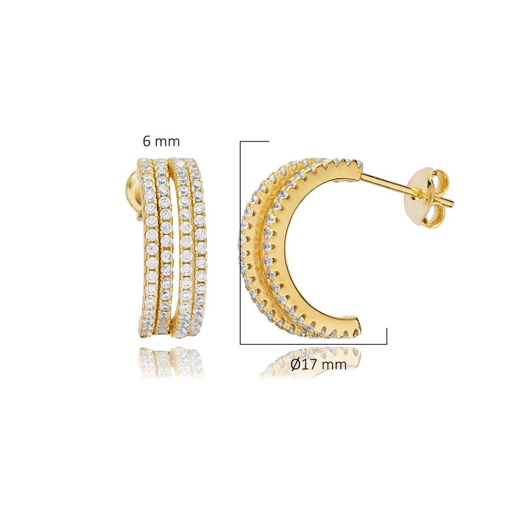 Elegant Design CZ Stone Hoop Earrings