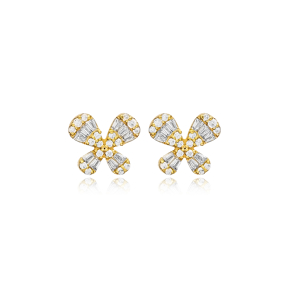 Butterfly Design CZ Stone Stud Earrings