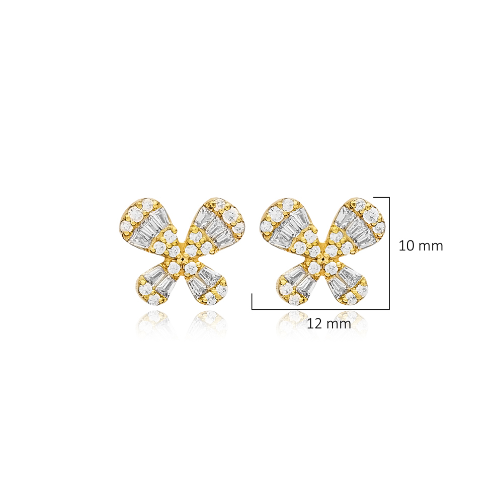 Butterfly Design CZ Stone Stud Earrings