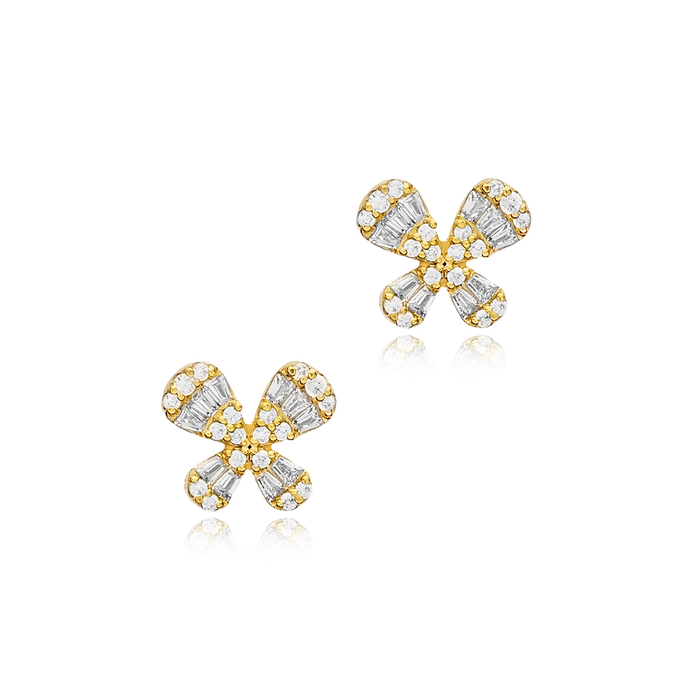 Butterfly Design CZ Stone Stud Earrings