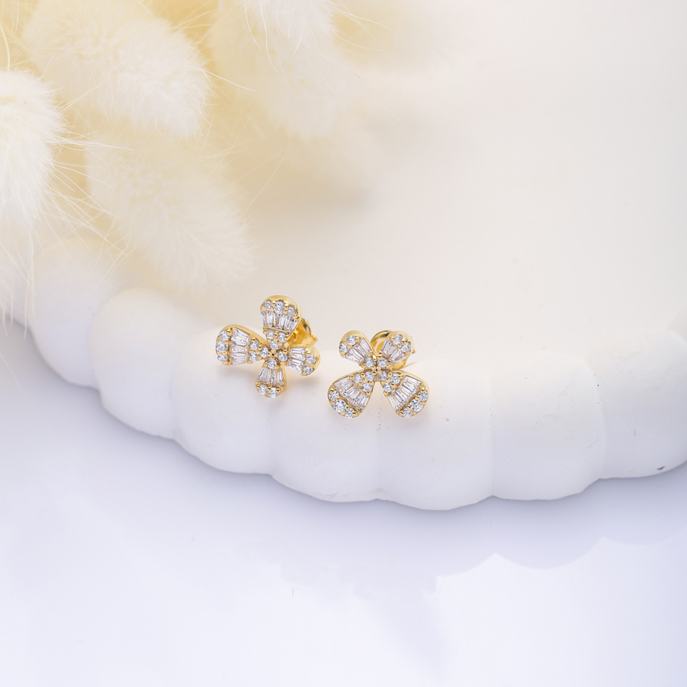 Butterfly Design CZ Stone Stud Earrings