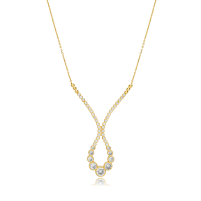 Elegant CZ Design Wholesale Silver Necklace