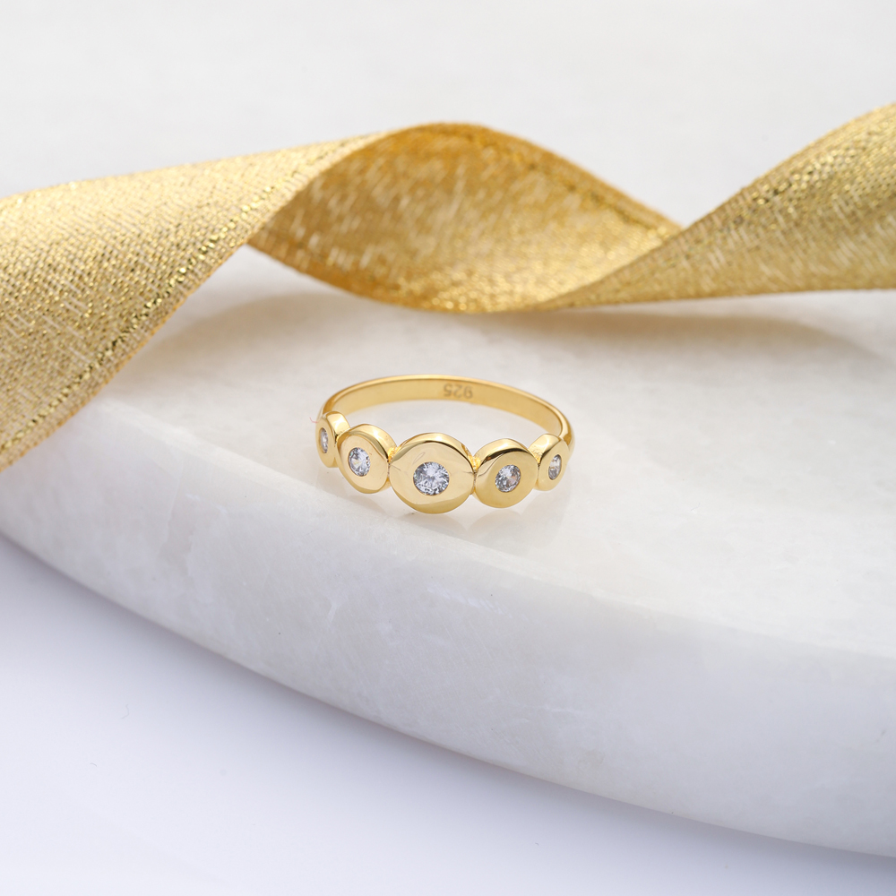 Round Shape Band Ring CZ Stone Jewelry