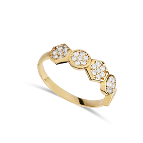 Geometric Design CZ Stone Band Ring Jewelry